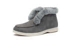 Ankle boots cow-suede-leather boots natural-fur Warm winter boots Slip-on snow boots for women