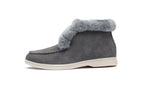 Ankle boots cow-suede-leather boots natural-fur Warm winter boots Slip-on snow boots for women