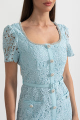 Fleur | Lace Button-Front Midi Dress