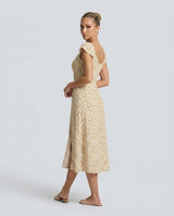 Isolde | V-Neck Floral Side Slit Midi Dress