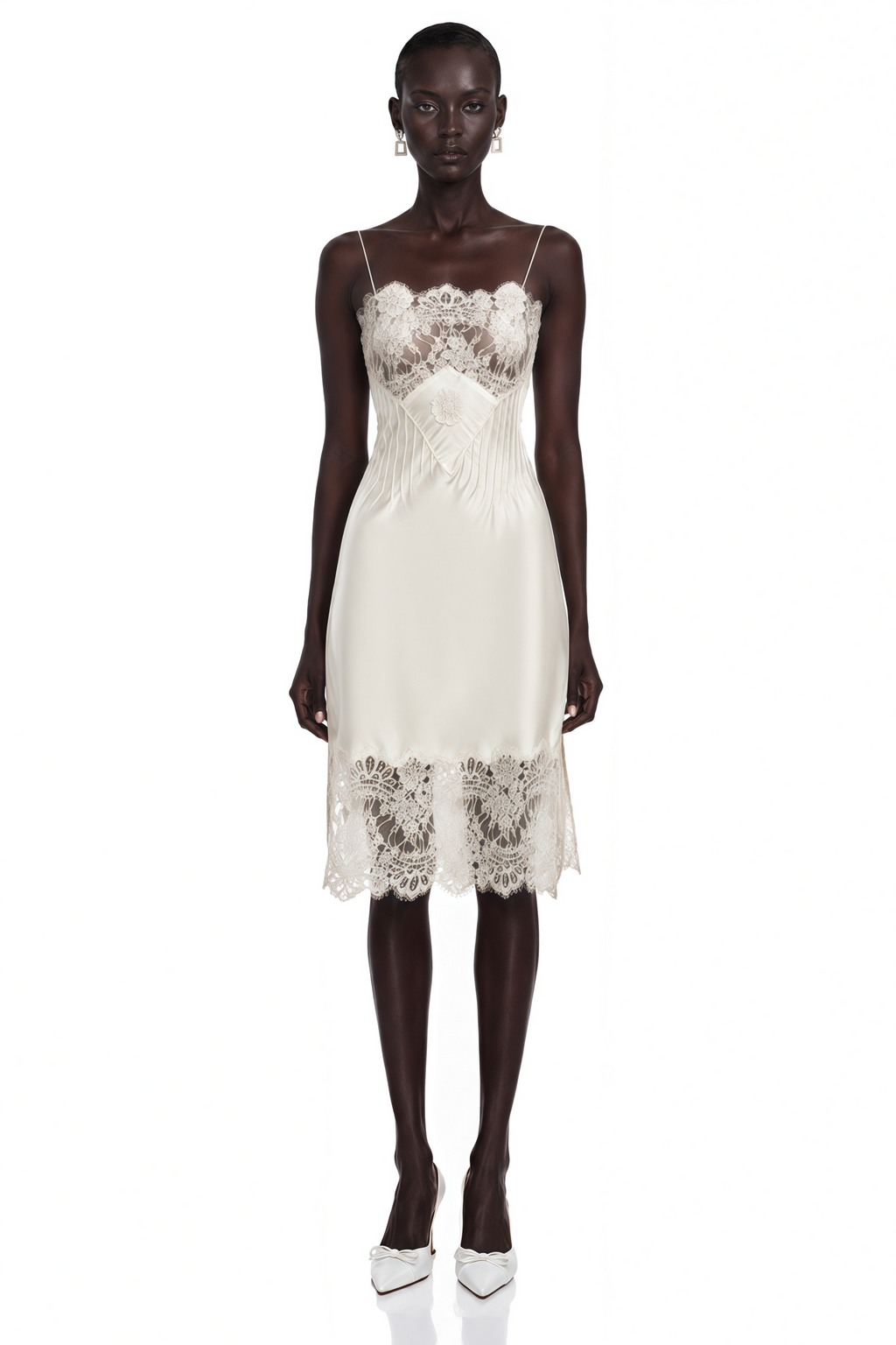 Amara | Floral Lace Panel Spaghetti Strap Mini Dress