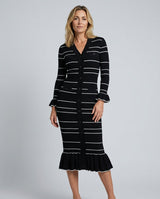 Skylar | Perforated Knit 3/4 Sleeve Midi Dress
