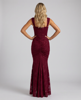Marissa | Maxi Dress with Floral Lace Corset and Ruched Skirt
