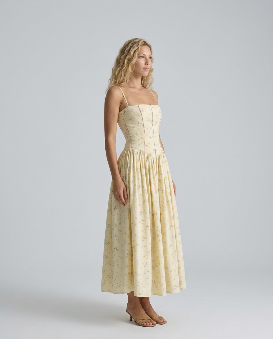 Elinor | Midi Sundress with Lace-Up Back