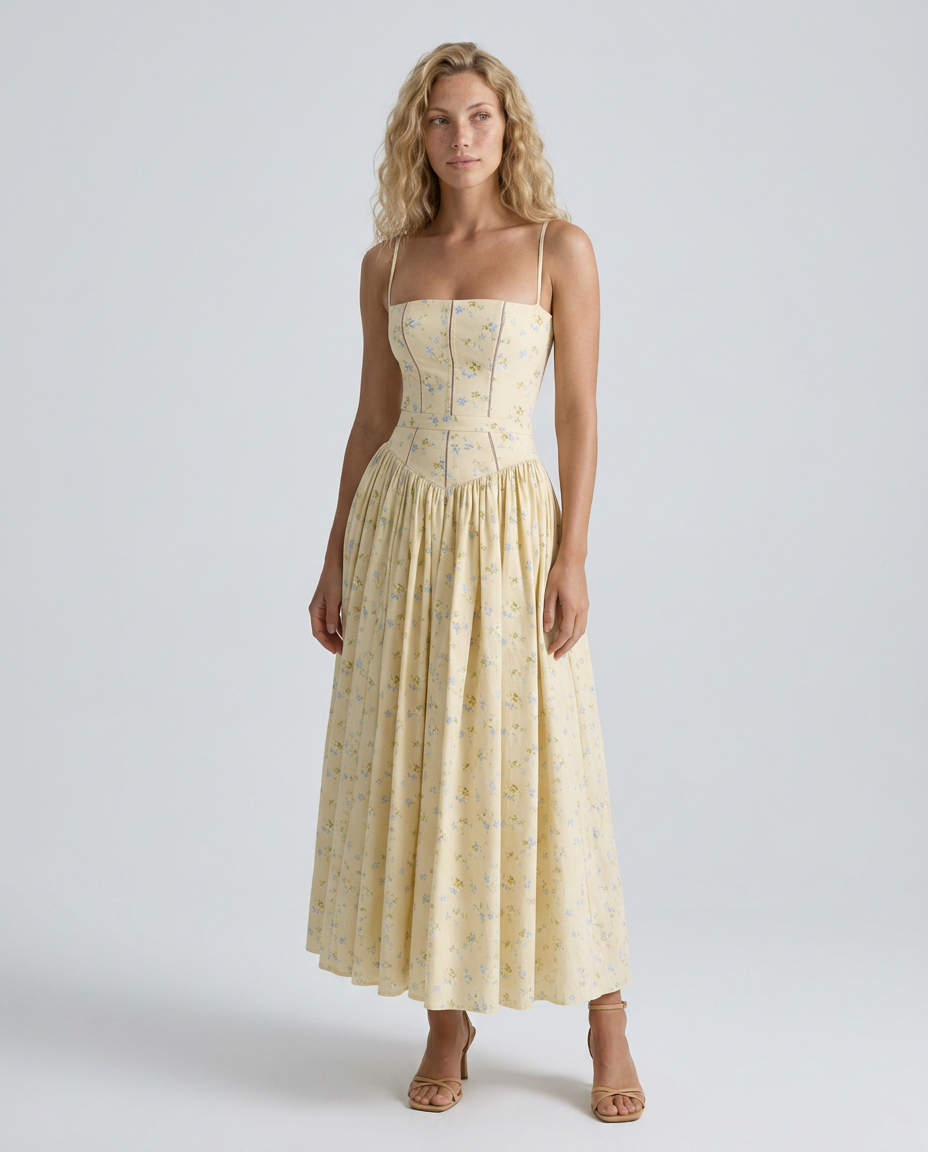 Elinor | Midi Sundress with Lace-Up Back