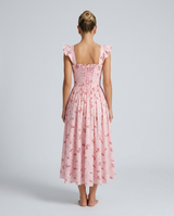 Tabitha | Midi Sundress with Floral Print and Lace-Up Back