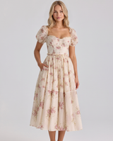 Finley | Midi Dress with Floral Print and Puff Sleeves