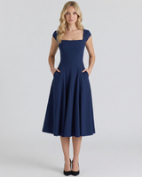 Larissa | Midi Dress with Lace-Up Back and Square Neck