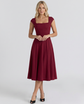 Larissa | Midi Dress with Lace-Up Back and Square Neck