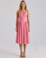 Alana | Corset Midi Dress with Gathered Skirt