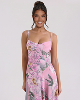 Lottie | Maxi Dress with Floral Print and Lace-Up Back