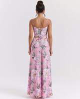 Lottie | Maxi Dress with Floral Print and Lace-Up Back