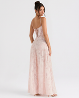 Lottie | Maxi Dress with Floral Print and Lace-Up Back