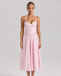 Amelia | Midi Dress with Halter Neck and Corset Bodice