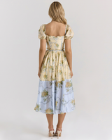 Elma | Floral Midi Dress with Puff Sleeves