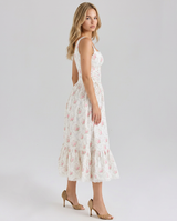 Rosalie | Lace-Up Midi Dress with Printed Skirt