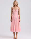 Alba | Midi Dress with Halter Neck and Gathered Bodice