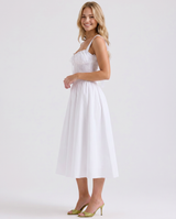 Alba | Midi Dress with Halter Neck and Gathered Bodice