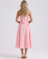 Alba | Midi Dress with Halter Neck and Gathered Bodice