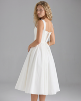 Allena | Midi Dress with Corset Bodice and Lace Trim