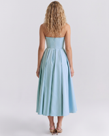 Bennett | Midi Dress with Strapless Corset Bodice