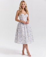 Claudia | Strapless Midi Dress with Corset Bodice
