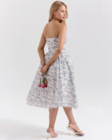 Claudia | Strapless Midi Dress with Corset Bodice