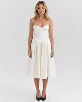 Tara | Strapless Midi Dress with Corset Bodice