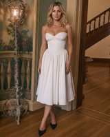 Tara | Strapless Midi Dress with Corset Bodice