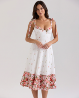 Myra | Floral Midi Sundress with Tie Straps