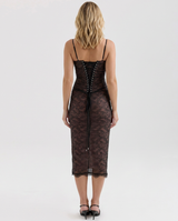 Sabrina | Lace Corset Midi Dress with Sheer Sleeves