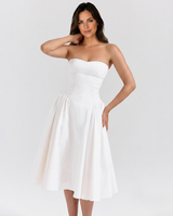 Rachael | Strapless Midi Sundress with Corset Bodice