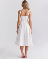 Wendi | Floral Print Corset Midi Sundress