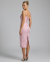 Cindy | Lace-Up Jacquard Midi Dress