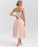 Rosie | Floral Print Cotton Corset Midi Dress