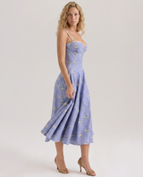 Sheree | Floral Print Midi Sundress with Lace-Up Back