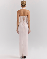 Diana | Satin-Look Midi Dress with Corset Bodice