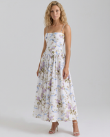 Aileen | Vintage Ribbon Print Cotton Midi Sundress