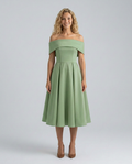 Amy | Off-Shoulder Midi Dress with Pleated Skirt
