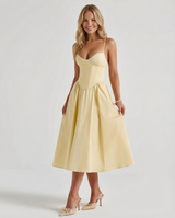 Maya | Flared Skirt Corset Midi Dress