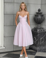 Maya | Flared Skirt Corset Midi Dress