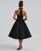 Lena | Midi Halter Neck Lace-Up Back Dress