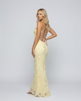 Angela | Maxi Dress with Floral Appliqué and Lace-Up Back