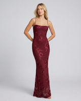 Angela | Maxi Dress with Floral Appliqué and Lace-Up Back