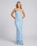 Angela | Maxi Dress with Floral Appliqué and Lace-Up Back
