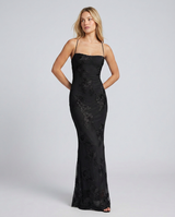 Angela | Maxi Dress with Floral Appliqué and Lace-Up Back