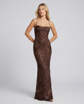 Angela | Maxi Dress with Floral Appliqué and Lace-Up Back