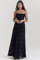 Flora | Maxi Dress with Floral Print and Lace-Up Back