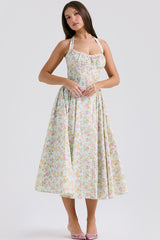Adabella | Halter Midi Sundress with Gathered Bust