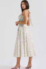 Adabella | Halter Midi Sundress with Gathered Bust